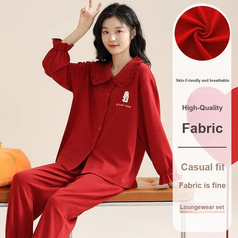 XIAFENYAN Pajama Set Women's Red-1