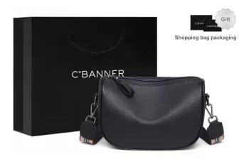 C°BANNER Cow Leather With Synthetic Leather Pillow Bag, Shoulder Bag Regular Women's Black