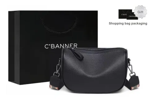C°BANNER Cow Leather Patchwork Synthetic Leather Pillow Bag Shoulder Bag Regular Women's Black