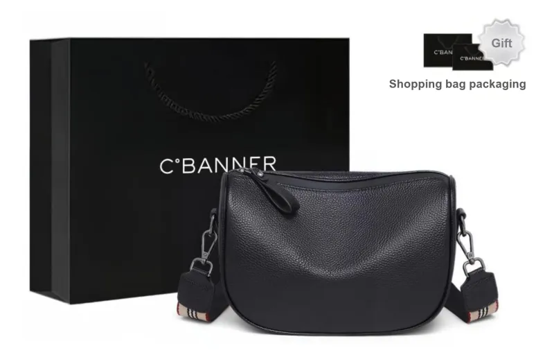 C°BANNER Cow Leather With Synthetic Leather Pillow Bag, Shoulder Bag Regular Women's Black-0
