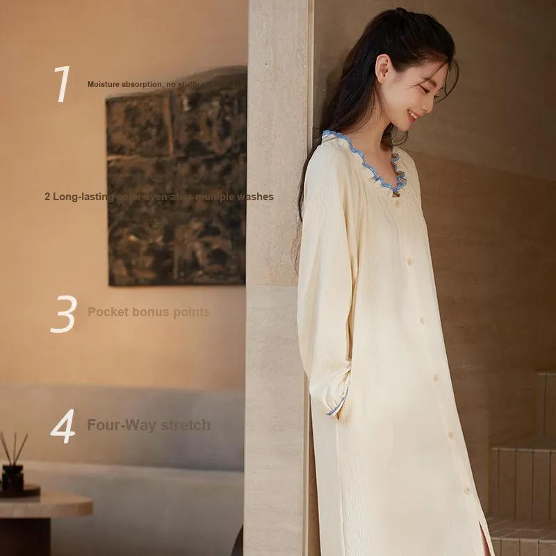 Xuan Liang Nightgown Women's Cream White-2
