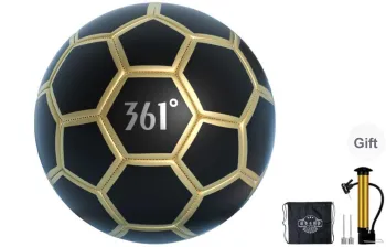 361° 4/Size 5 Soccer PU Machine Stitched Soccer Ball Unisex Black Gold Legend