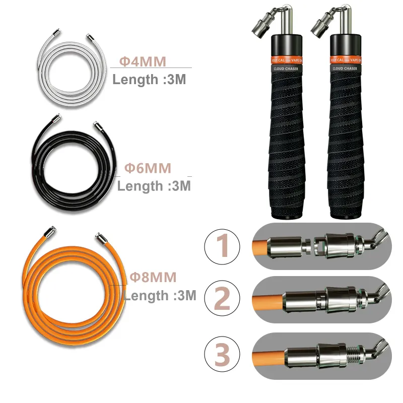 MOGOLD Aerobic Fat Reduction Non Countable Jump Ropes Adults PU Cord, Aluminum Alloy Controller Three Cord Version-6