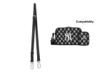 1.5cm-Width Black Plain Weave Shoulder Strap with Silver-Tone Buckle, 93-113cm