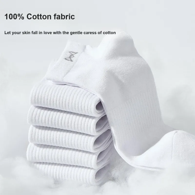 MIIOW No Show Socks Men's 6 Pack Pure White-5