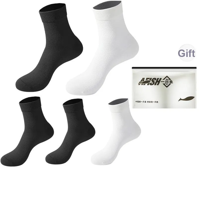 AFISH Mid Calf Socks Men's 5 Pack Shopping Bag