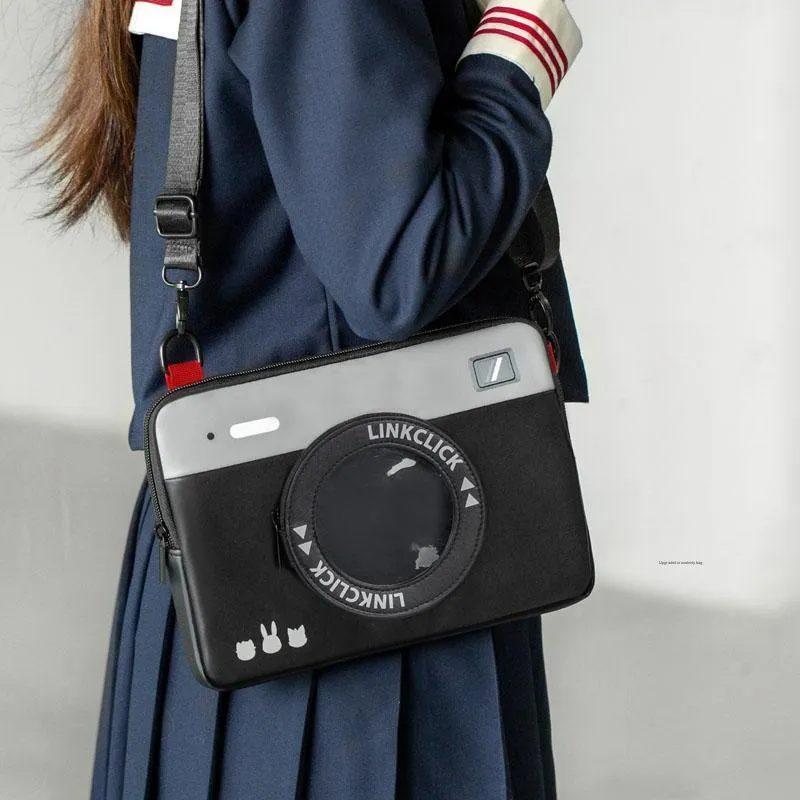 Ingyunshi Nylon Fabric Shoulder Bag Crossbody Bag Backpack Large Size Unisex Black/Gray/Red-7
