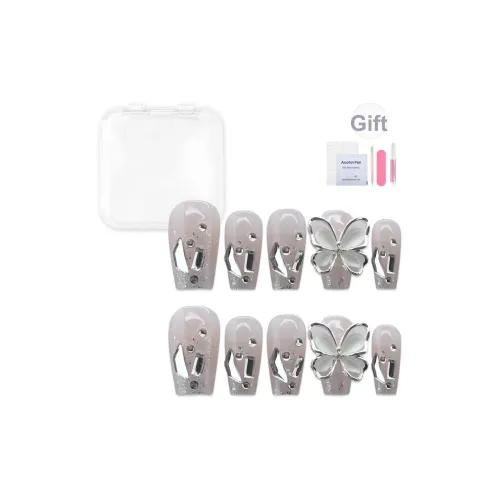 Yun Yue Joe Кошка's Eye Ромб Бабочка Искра Ручной Nail Art Осветляющий Розовый Cool False Nail Короткий LADDER 20mm