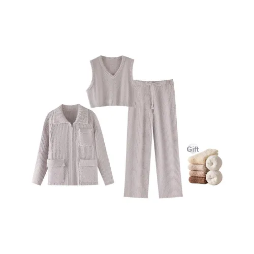 ZumashL Luxury Designer Series Пижамный комплект Женские Incense Burner Дымчатый фиолетовый