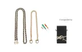 Yves Saint Laurent Perfume Box Gold-Tone Black Leather Chain 110cm+Gold-Tone Decorative Chain 30cm[Includes Modified Tool]