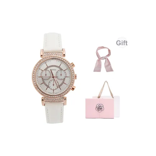 NANGL Кварцевый механизм кожаный ремешок женские часы белый циферблат