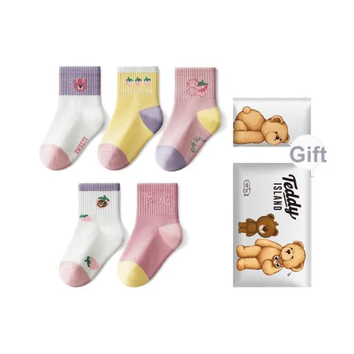 TEDDY ISLAND Смешанный цвет 5 пар [10A Антибактериальный кончик носка] Детские носки