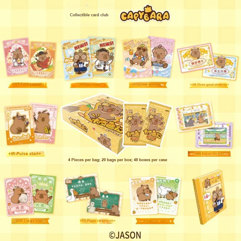 CARD.FUN Deluxe Version Collectible Card  The Pig's Learning Journey Capybara IP/Anime Cards 20 Packs/box-2
