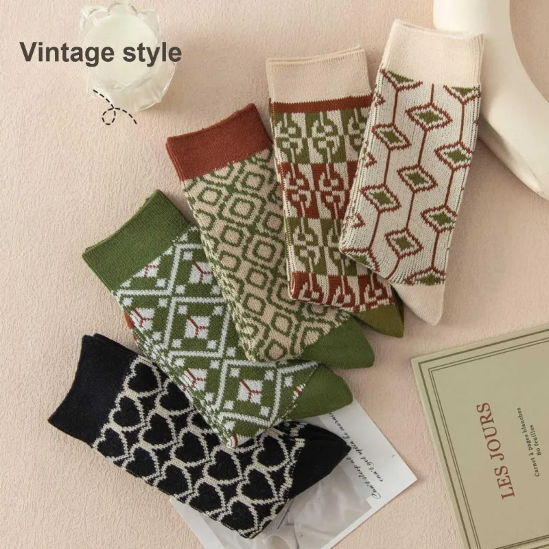 Caramella Mid Calf Socks Unisex 5 Pack Color Block-22