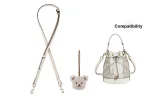 (Compatibility Dempsey) Ecru 1.1cm Width Litchi Grain Gold-Tone Lock 90-120cm+Beige Bear