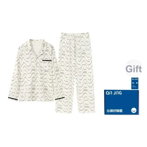 Qin Jing Пижамный комплект Мужской Gift Box Set Рябь Белый