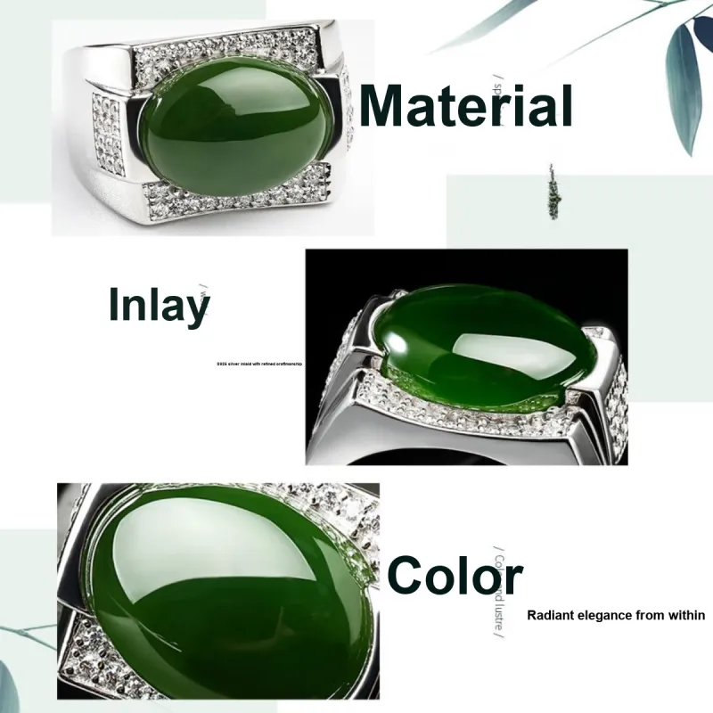 Oriental Jade Rings Jasper Women's-2