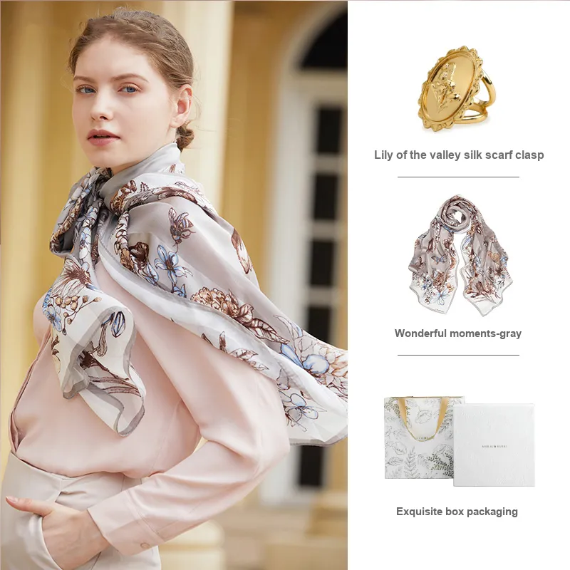 MARJAKURKI Silk Long Scarf Women's-3