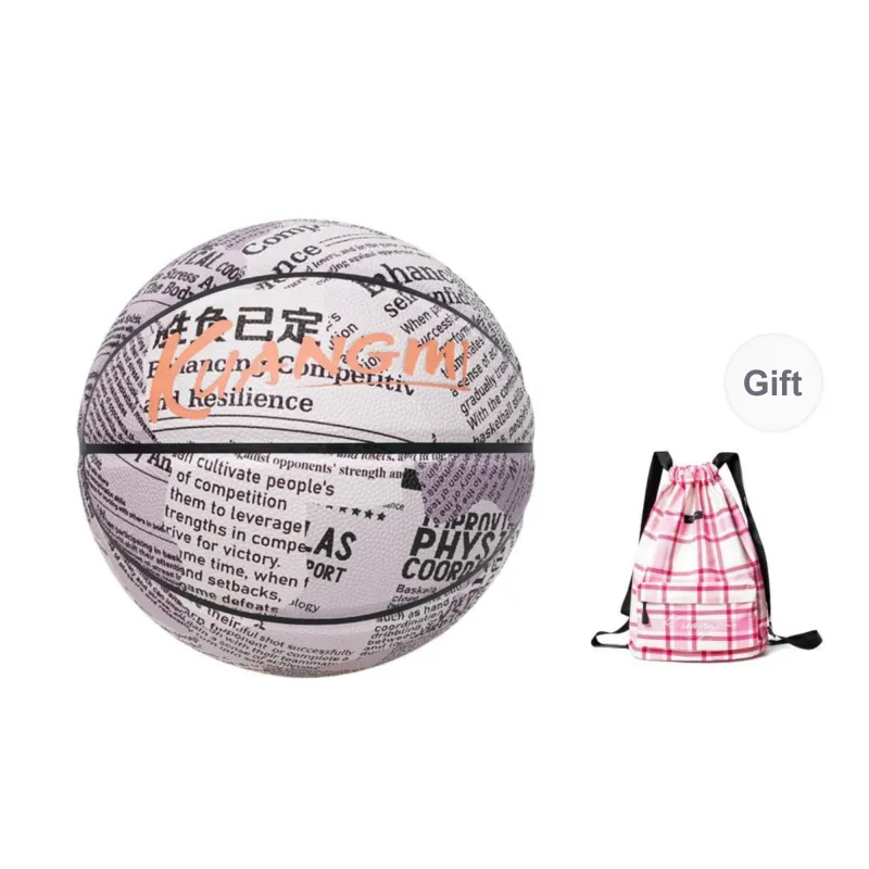 Kuangmi PU Basketball Black White Size 7 Ball Street Unisex-9