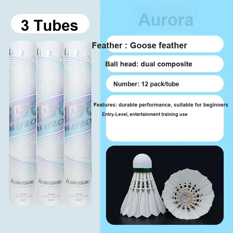 Kawasaki Aurora Ball 12 Pack Goose Feather Shuttlecocks-5