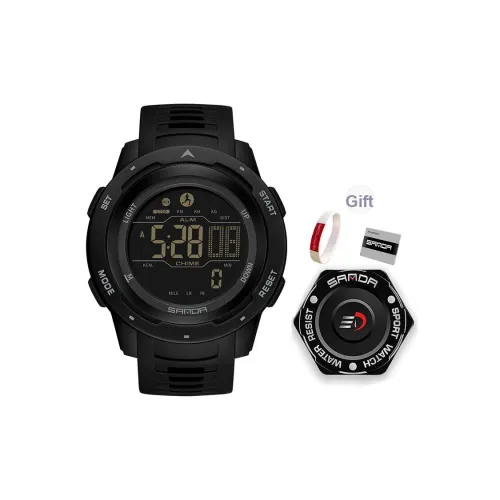 Sanda Electronic Механизм TPU Ремешок Часы Унисекс Черный Циферблат