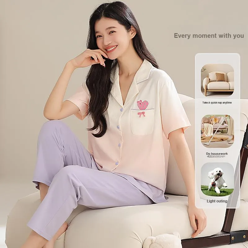 XIAFENYAN Pajama Set Women's Gradient Purple-2