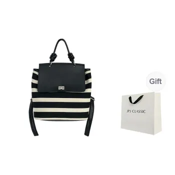 JPJ Flyknit Fabric Backpack Medium Size Women's Black White