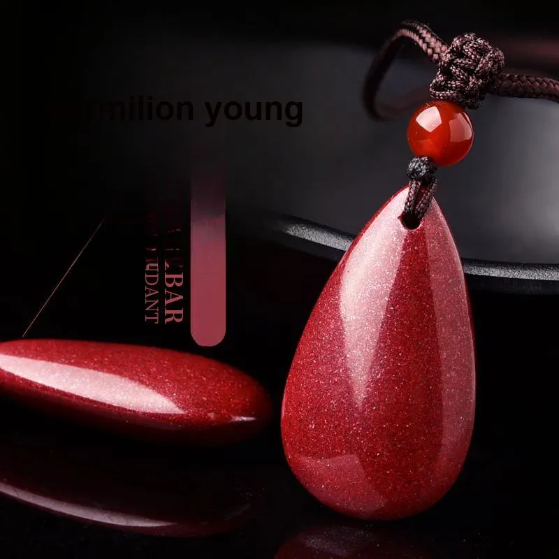 Lingfei Reconstructed Cinnabar Jade Necklaces Women's-1