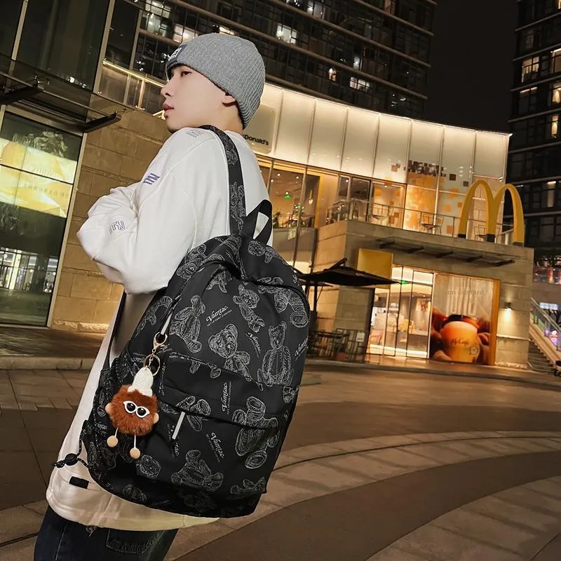 CAREELL Nylon Backpack Unisex White/Black-15