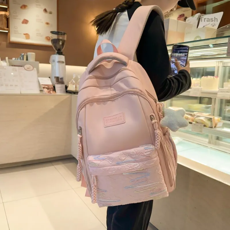 URBAN FOREST Nylon Backpack Unisex White/Black/Red/Yellow/Pink-21