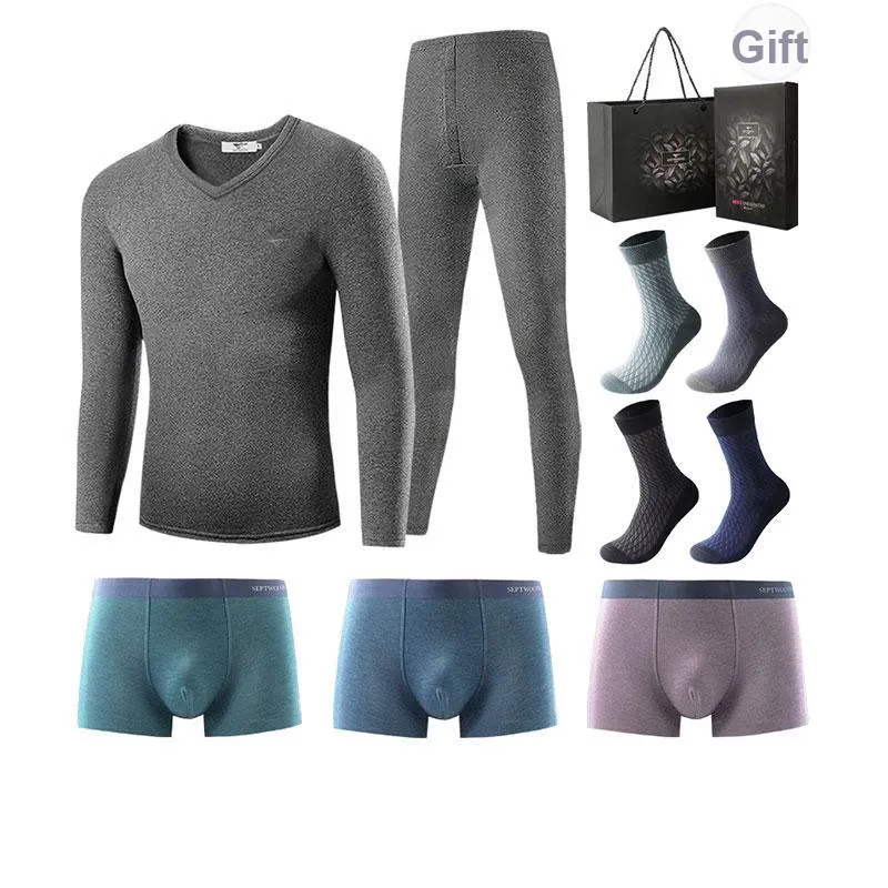SEPTWOLVES Fall And Winter Thermal Set Men's 8 piece Gift Box