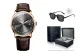 Rose Gold Case Black Dial Brown Leather Strap