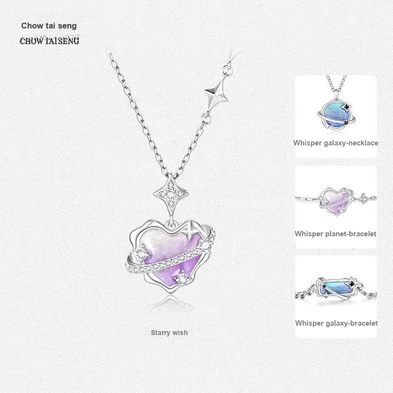 CHOW TAI SENG Campus Love Series S925 Silver Necklaces Women's-1