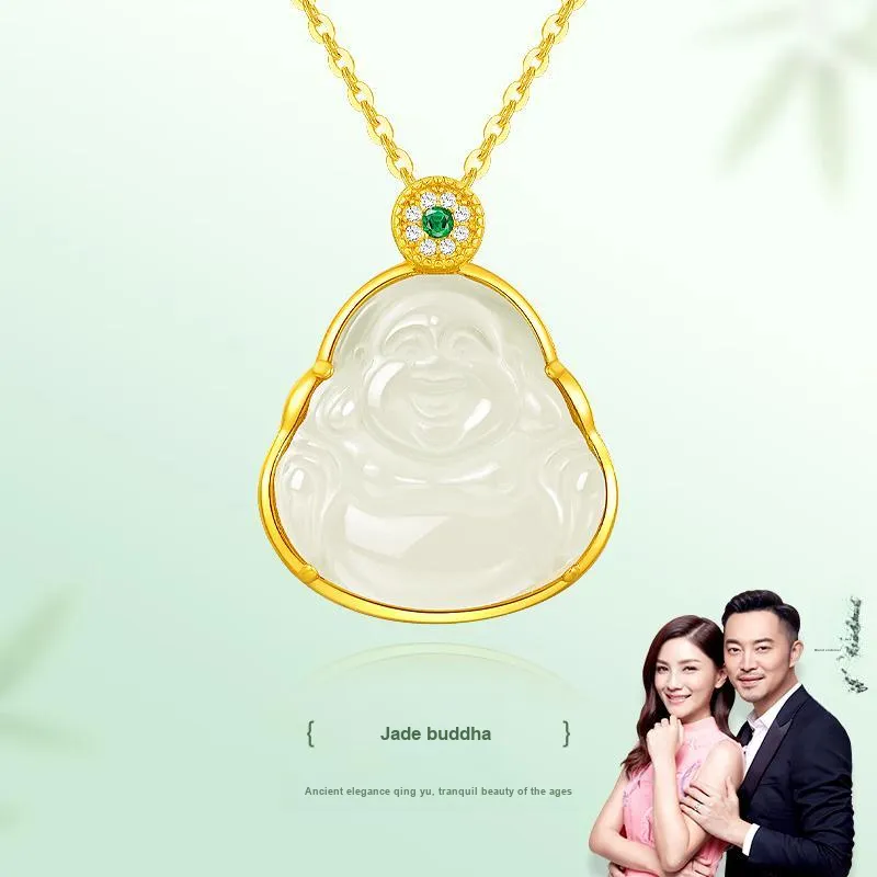 JINLIUFUJIXIANG Hetian Jade Necklaces White Jade/Pale Greenish White Jade Unisex-5