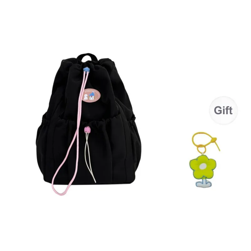 URBAN FOREST Nylon Backpack Unisex Ecru/Black/Yellow/Light Green/Pink-6