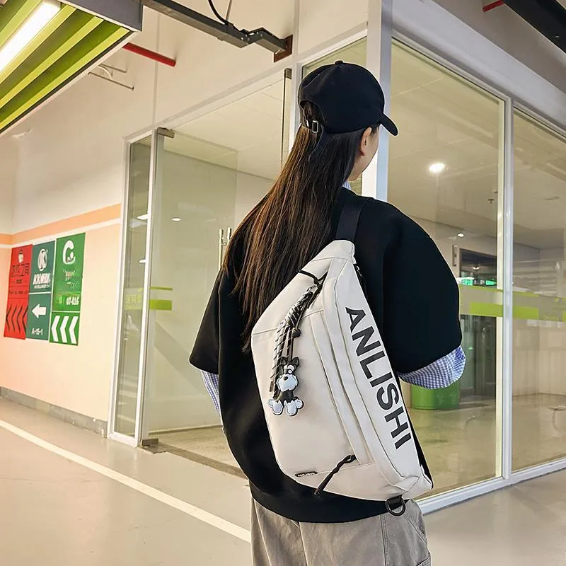 Single Warehouse Nylon Sling Bag Unisex White/Khaki/Gray/Black-5