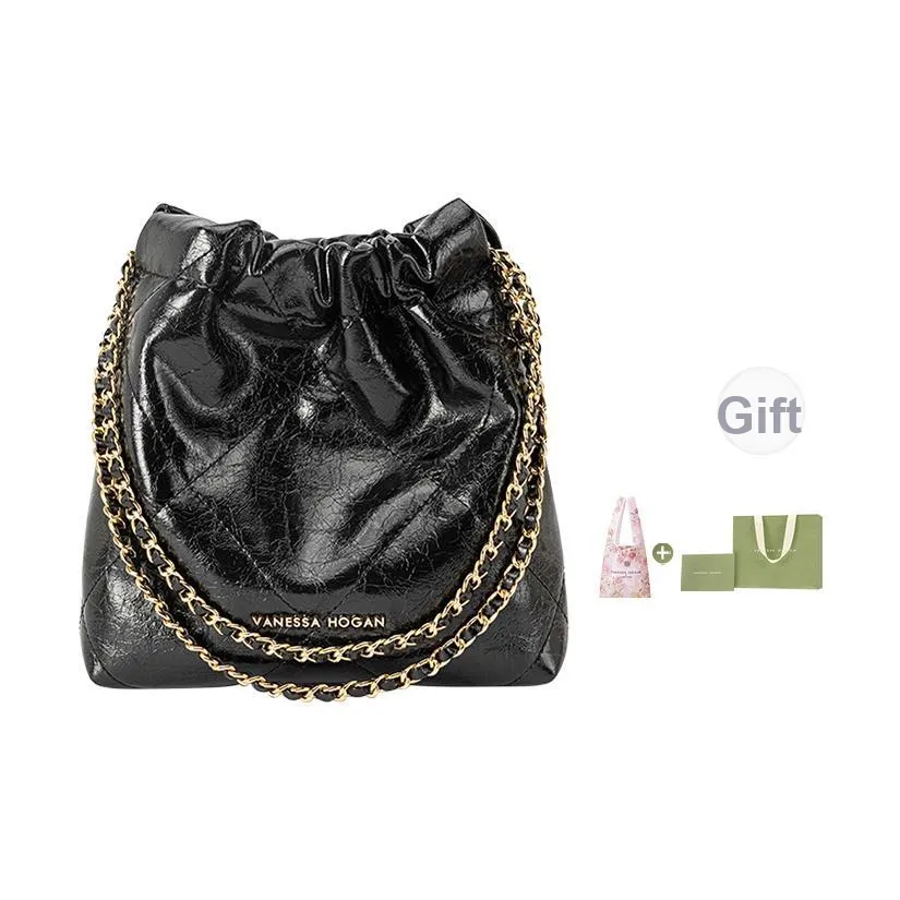 VANESSA HOGAN Vh Classic Series Коровья кожа Сумка с цепочкой Сумка через плечо Сумка на плечо Женская Черный Экрю