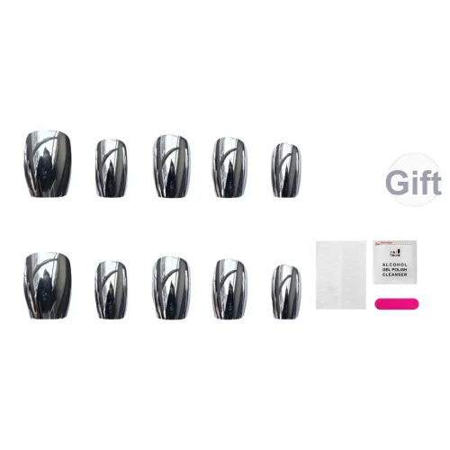 JIABITU Нержавеющая сталь Глянцевый False Nail Короткий LADDER Серебряный Градиентный