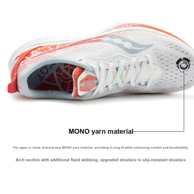 Saucony Shock Absorbers With Slip Resistant Features Low Top Carbon Plate Marathon Running Shoes Unisex White Red-8