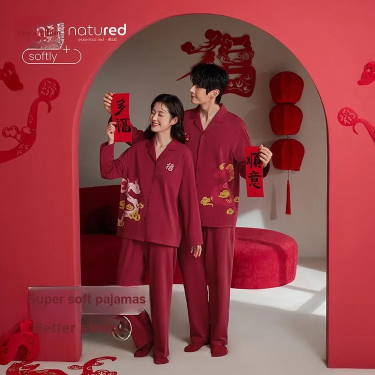 JINGYUN Pajama Set Men's Maroon-1