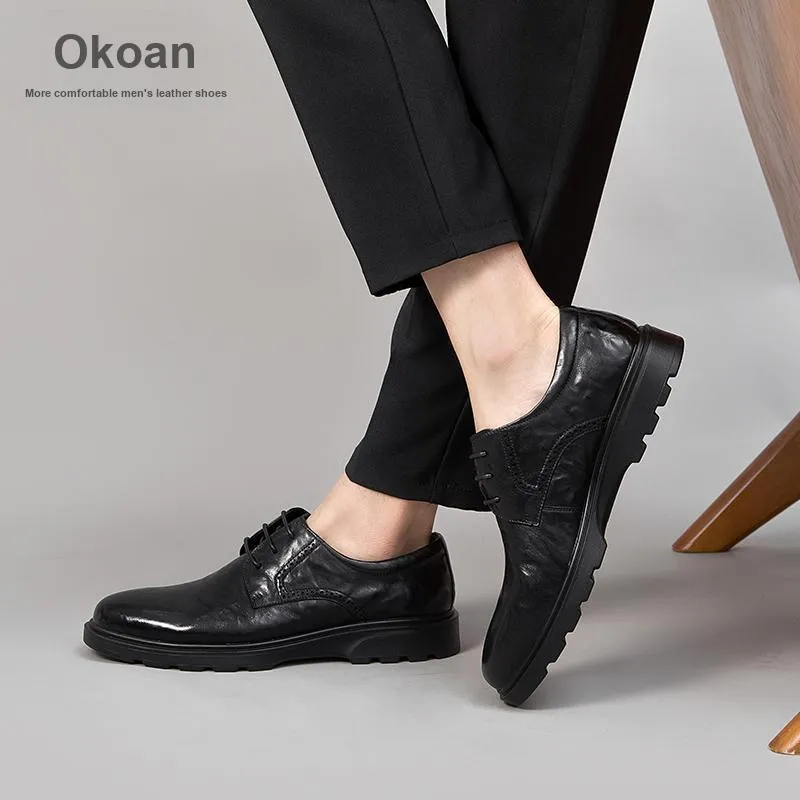 AOKANG Dress Shoes Men Low Top Black-8