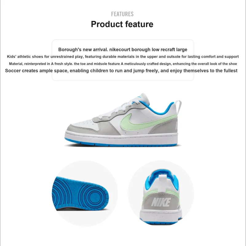 Nike Court Borough Low Recraft GS 'Light Iron Ore Vapor Green'-1