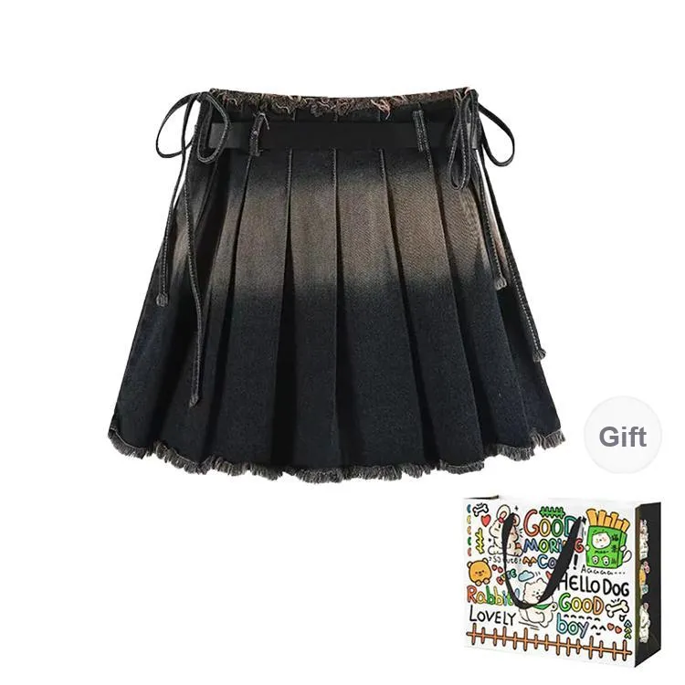 DEDY Denim Short Skirts Women's Black-1