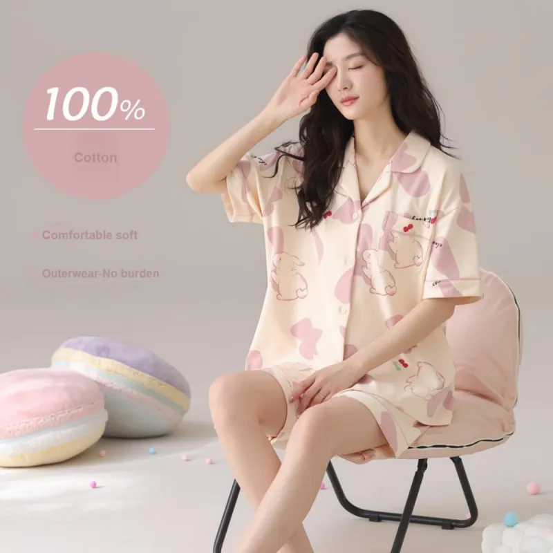 Pretty Lady Pajama Set Women's Pink Apricot-1