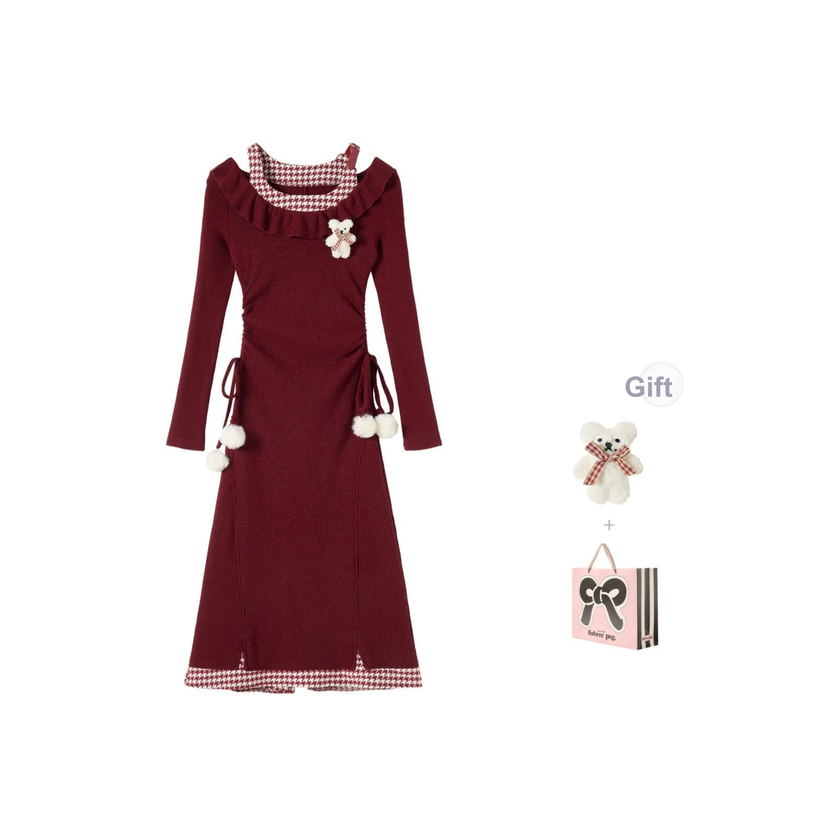 fabric pig Женские Платья с Длинным Рукавом