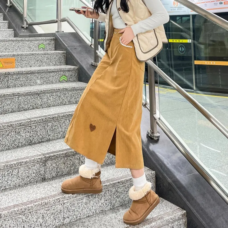 Tonlion Casual Long Skirts Women's Khaki-3