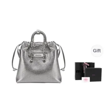 Muuluu Cow Leather Snowball Party Mini Tote One Shoulder Handbags Medium Size Women's Metallic Silver