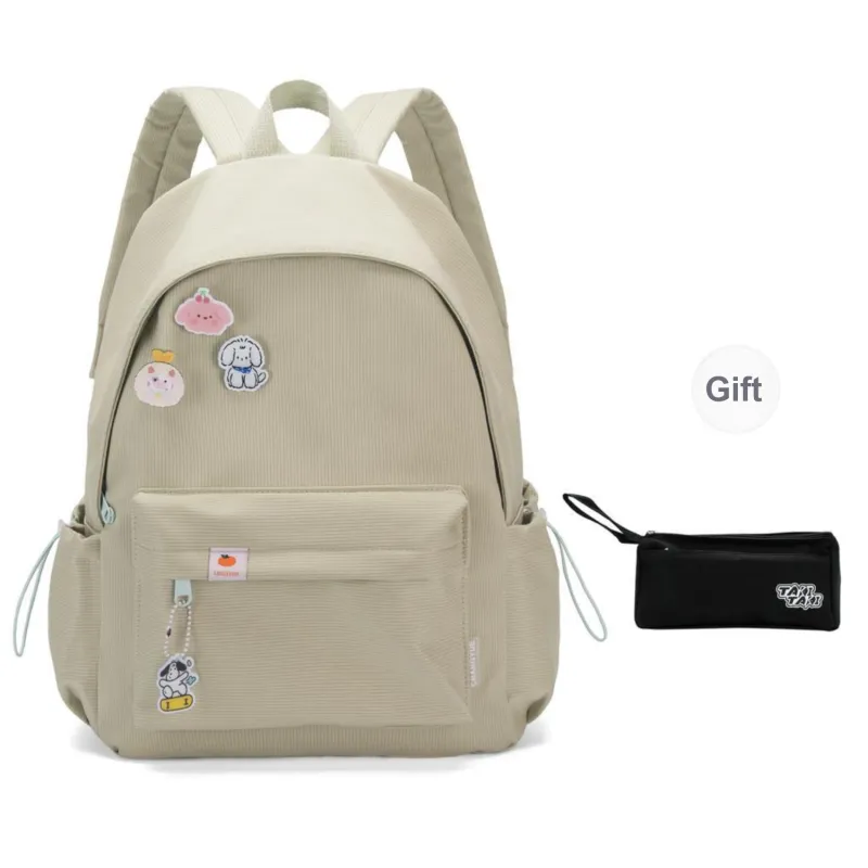 TAKI Nylon Student Commute Large Capacity Versatile Minimalist Style Backpack Unisex Pink/Green/Black/Purple/Custard-23