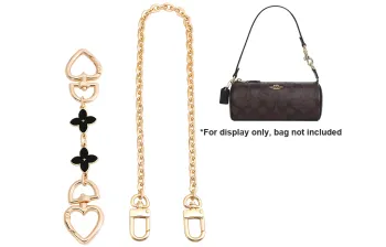 Ingenuity Handmade Metal Cow Leather Bag Straps Women's Gold-Tone/Dark Brown