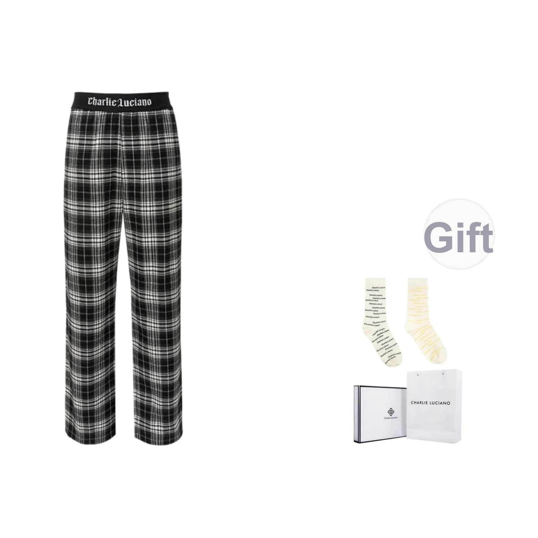 Charlie Luciano Повседневные брюки Унисекс Черный Белый